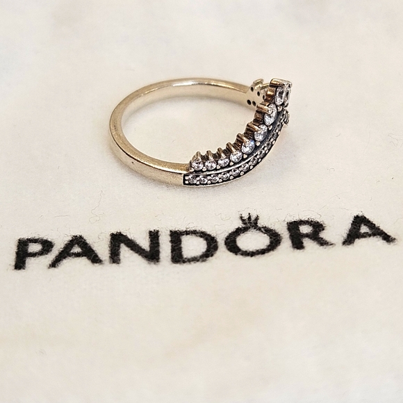 Pandora Sterling Silver Timeless Princess Wishbone CZ Ring S925 ALE Size 7.5 - Picture 3 of 9